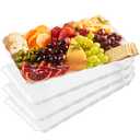 Plasticpro Plastic Serving Trays - Serving Platters Rectangle 9X13 Disposable Party Dish 4 White
