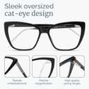 CCVOO Trendy Reading Glasses for Women, Oversized Blue Light Readers, Cheaters Eyeglasses, Stylish Square Cat Eye Glasses