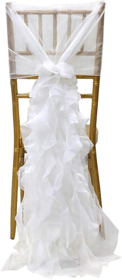 Milk Yarn Chair Cover, Tulle Chair Back Cap Covers for Bridal Shower, Wedding, Baby Shower Decoration Long Tulle High Chair Skirt Slipcovers (White, 4pcs)