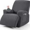 VANSOFY Oversized Recliner Chair Cover, 4-Pieces Stretch Recliner Covers for Recliner Chair Soft Reclining Chair Slipcover Jacquard Pattern Furniture Protector for Dogs Cats(Charcoal Gray) (1 Seater--X Large)