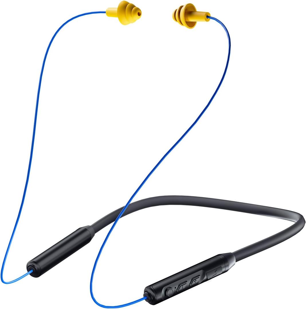 MIPEACE Bluetooth Earplug Headphones, Neckband Wireless Earbuds earplugs-29db Noise Reduction isolating in-Ear earplug Earphones and Controls,IPX5 sweatproof,19+Hour Battery(Blue)