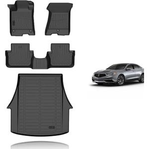 KELCSEECS Floor Mats & Cargo Liner for 2015-2020 Acura TLX,All Weather Protection TPE Floor Liners Front& Rear Row Full Set TLX Accessories Black