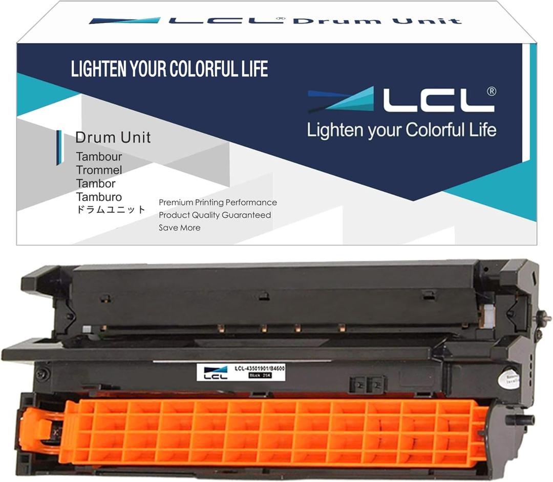 LCL Compatible Drum Unit Replacement for OKI 43501901 25000 Pages Drum for B4500n B4550 B4550n B4600 B4600n B4400 B4400N B4500N Printer (1-Pack Black)