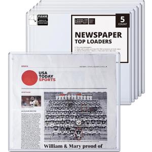Newspaper Toploader Holder - 7mm Thick Hard Plastic Top Loaders, 13 x 11, 5 Count