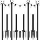 AILBTON 10Ft String Light Poles 4 Pack,Light Poles for Outside Lights,Outdoor with Fence Brackets Hanging Lights,Metal Stand Deck Patio Backyard