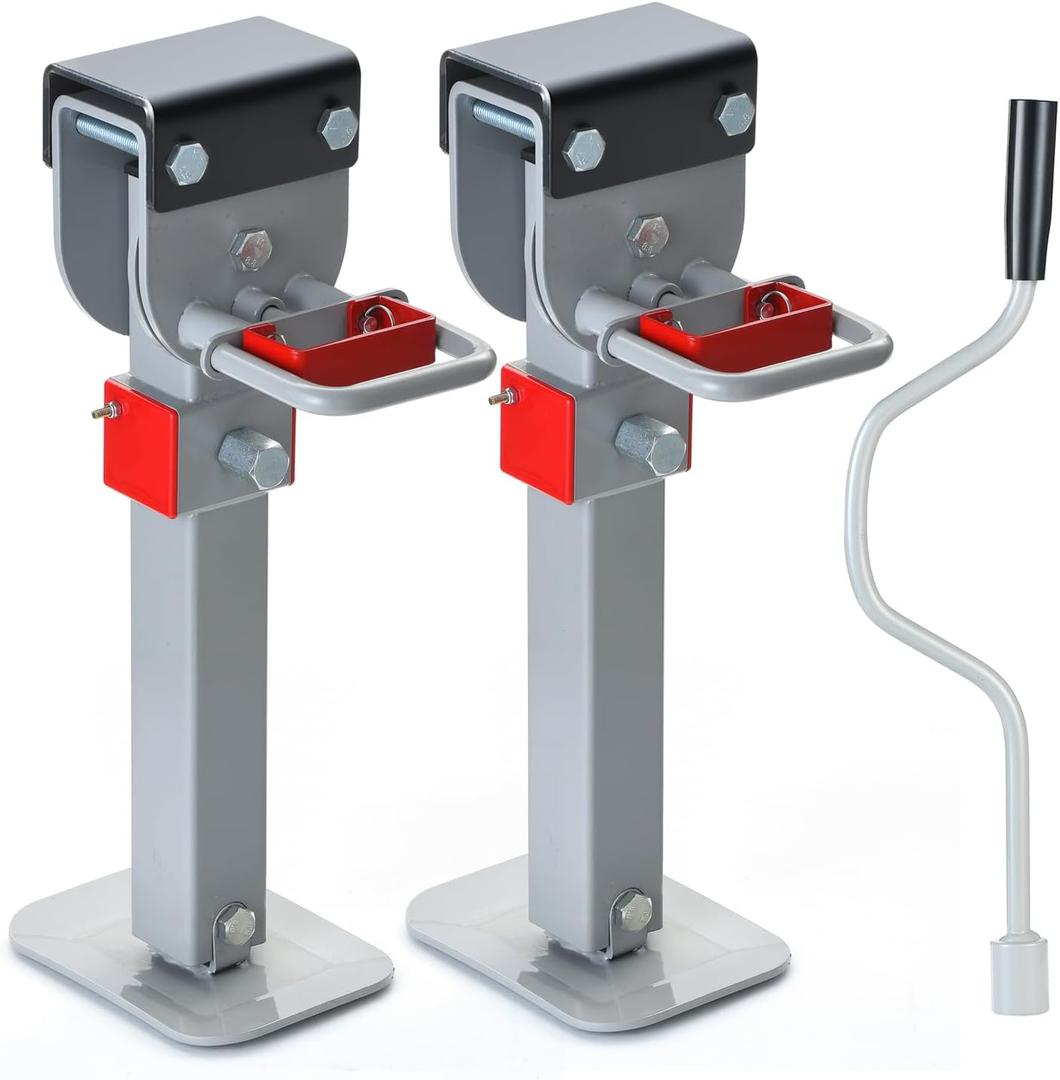 2-Pack Heavy-Duty Trailer Tongue Jack & RV Jack - Carbon Steel Jack Stands with Full Accessories Adjustable Drop Leg - Trailer Stabilizing Jack for RVs, Campers, & Utility Trailers (FBA-25.2in)