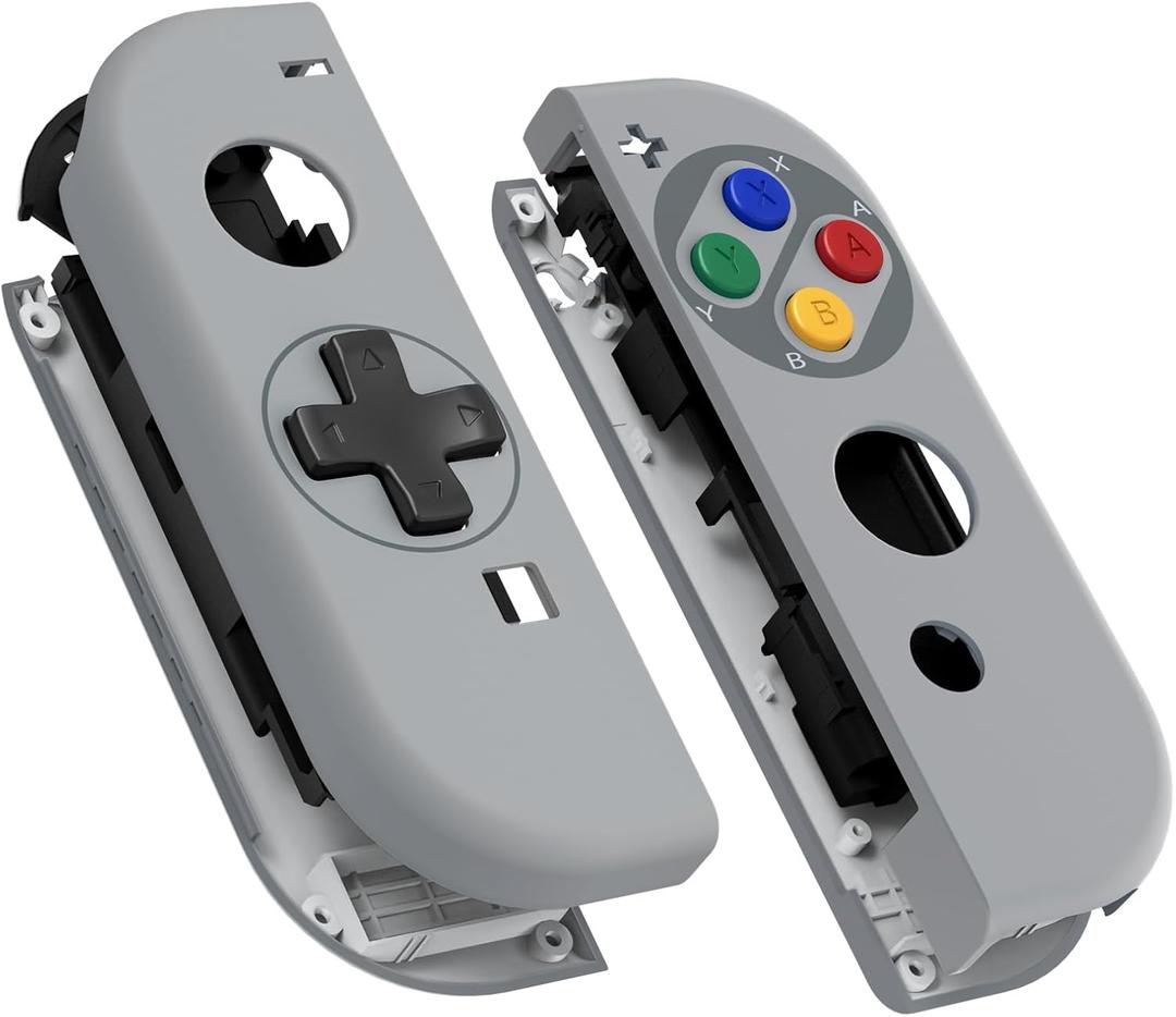 eXtremeRate SFC SNES Classic EU Style Joycon Handheld Controller Housing (D-Pad Version) Colorful Buttons, Replacement Shell Case for Nintendo Switch & Switch OLED Joy-Con  Console Without