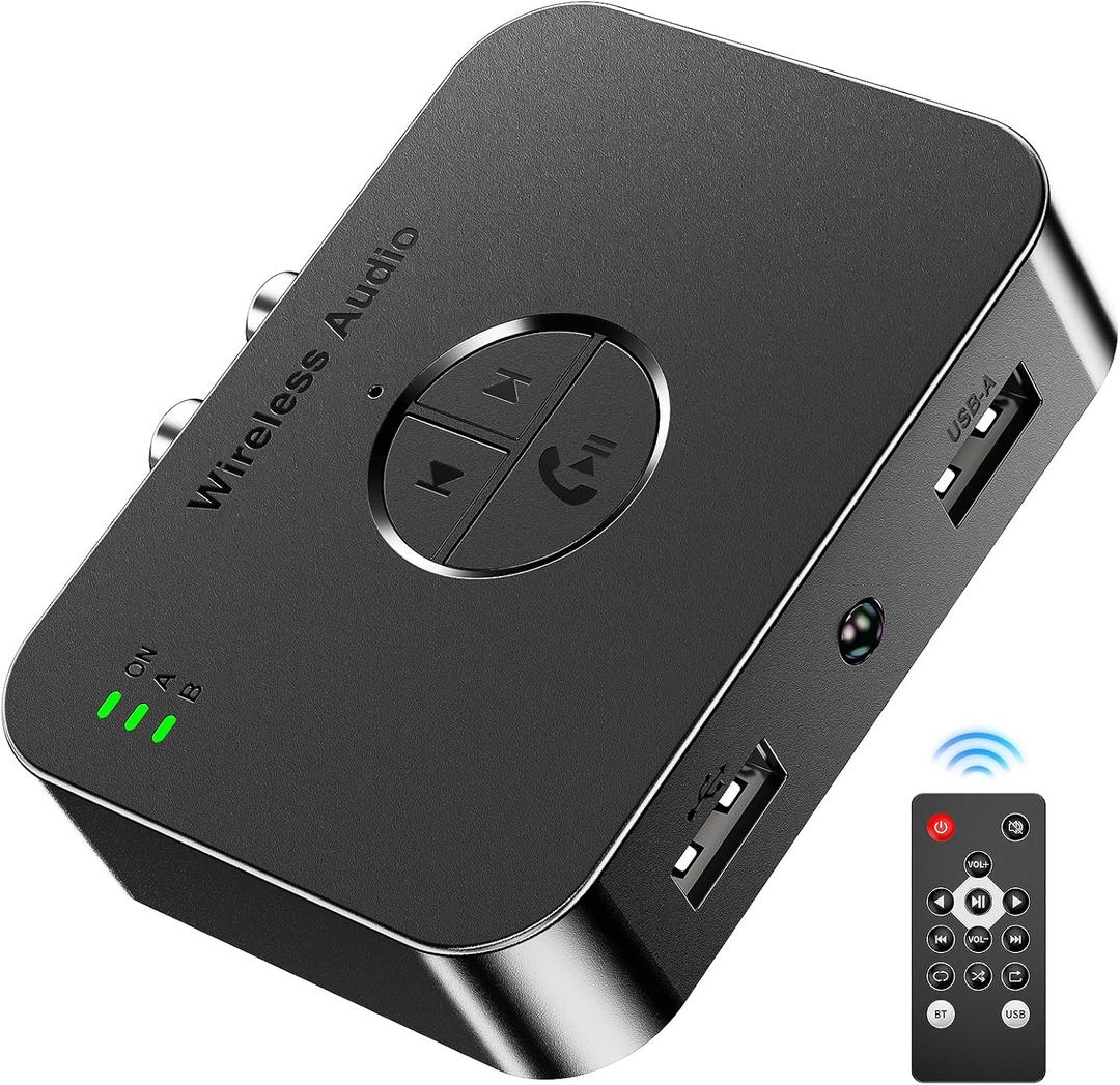 M2R Bluetooth 5.4 Receiver for RCA Adapter for Stereo/Speaker/Wired Speaker/Home Audio Music Streaming Stereo System, Support AUX/RCA/USB