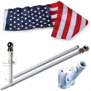 ALLIED FLAG American Flag and Pole Set - 3x5 US Flag and 5' Spinning Flag Pole, Durable for Outdoors - Made in USA