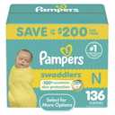 Pampers Swaddlers Baby Diapers Size Newborn, 136 Count (Select for More Options)