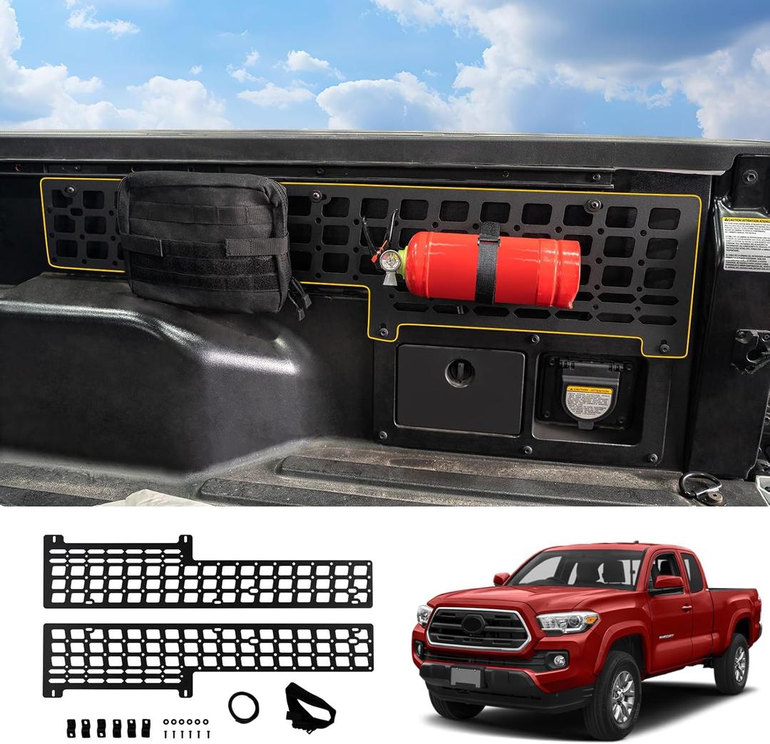 Side Molle Panel Compatible with 2005-2023 Toyota Tacoma 5ft Short Bed Truck Bed Panel Rear Storage Organizer Cargo Shelf Rack Replacement for 2022 Toyota Tacoma Accessories