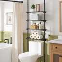 ALLZONE Adjustable Over The Toilet Storage Shelf, 4-Tier Ample Over Toilet Bathroom Organizer and Storage,Tension Mounted Above Toilet Storage Cabinet for Versatility, Fits 64-113 Inch Heights, Black