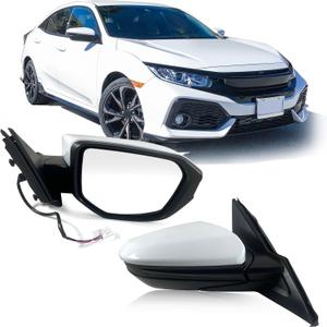 Right Passenger Side Door Mirror For 2016-2021 HONDA CIVIC LX SE Sport with Power Mirror Ajust Manual Fold Non-Heated Match to Taffeta White Replace 76208TBAC03ZA; HO1321283(3 Pins)