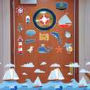 16 Pcs Sea Navigation Car Magnets Cruise Door Magnet Stickers Anchor Shell Cruise Ship Decorations Palm Tree Treasure Map Magnetic Fridge Decor for Carnival Cruise Cabin Door