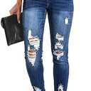 KUNMI Women's Ripped Skinny Jeans Distressed Stretchy Denim Pants 16