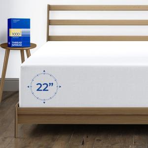 Thread Spread Luxury Egyptian Cotton King Fitted Sheet - 1000-Thread-Count 22" Deep Pocket King Size Fitted Sheet, Soft, Smooth, Cooling, Sateen Weave, Extra Long Staple - White