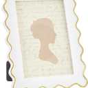 5x7 White Scalloped Picture Frame Scallop Edges Resin Vintage Decorative Picture Frames Front Wavy Gold Trim Art Tabletop Display Wall Hanging, Gift for Christmas Home Decor