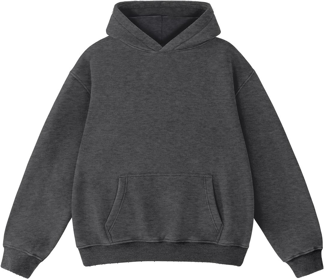 Dnzzs Womens Oversized Hoodie Acid Wash Hoodie Vintage Sweatshirt Heavyweight Fleece Cotton Streetwear Trendy Sweatshirts (Small, Carbon Grey)