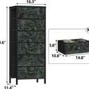Furnulem Vertical Dresser for Bedroom,Tall Storage Tower Unit and Chest with 6 Drawers,Vintage Green Nightstand Furniture with Fabric Drawer Organizer in Dorm, Living Room,Closet,Entryway,Hallyway