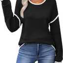 Zeagoo Sweaters for Women Long Sleeve Tops Soft Knit Crew Neck Pullover Sweater Lightweight Crochet 2026 Fall Outfits (Small, Black B1)