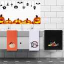 3 Pcs Halloween Hand Towels for Bathroom Decorative Embroidered Boo Pumpkin Bat Bath Towel Halloween Cotton Towel Decor for Bathroom Drying Cleaning Cooking Gift 29 x 14 Inch