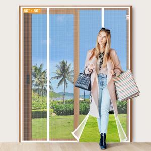 Yotache White Magnetic Screen Door Fit 60" x 80" Doors, Screen Size 62" x 81" Double Door Screen Mesh for Sliding Door