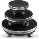 Amyhill 3 Pcs 5/4/3 Inch Wooden Risers for Display Wood Pedestal Stand Mini Tray Stand Round Wooden Pedestal Holder Rustic Riser for Decor Tiered Tray Decor Home Kitchen(Black)