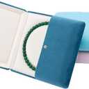 Velvet Pearl Display Box Jewelry Necklace Showcase Long Chain Holder Storage Case (Peacock Blue)