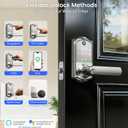 Veise VE019 Fingerprint Smart Lever Lock, App Control, Keyless Entry Door Lock with Handle, Touchscreen Keypad Knob for Front Door and Bedroom, Remote Access Sharing, IP55 Waterproof, Satin Nickel