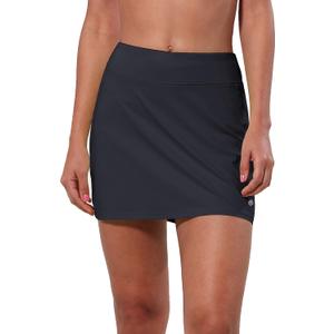 BUBBLELIME Women Adjustable Running Tennis Skort Pockets Workout Golf Skirt (Gray, L)