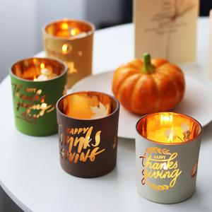 WDHODEC Thanksgiving Candle Holders 4PCS Votive for Fall, Party, Bedroom, Kitchen, Table Decor and Indoor Decorations