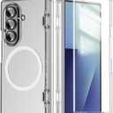 for Samsung Galaxy Z Fold 7 Case,Compatible with MagSafe,Crystal Clear No Yellowing,Built-in Touch Sensitive Anti-Scratch Screen Protector,Hard PC Military Grade Drop Shockproof Cover,Clear