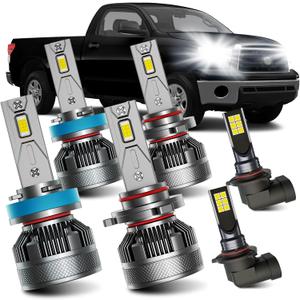 AWALITED Fits for 2007-2013 Toyota Tundra High Low Beam Fog Lights Bulbs Combo, 6000K White Plug-and-Play Super Bright Bulbs, Pack of 6