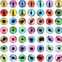 PATIKIL 15mm Dragon Eyes, 100 Pcs Round Glass Eyes Animals Crochet Eyes for Clay Doll Making Craft DIY Findings Jewelry Making, Multicolored