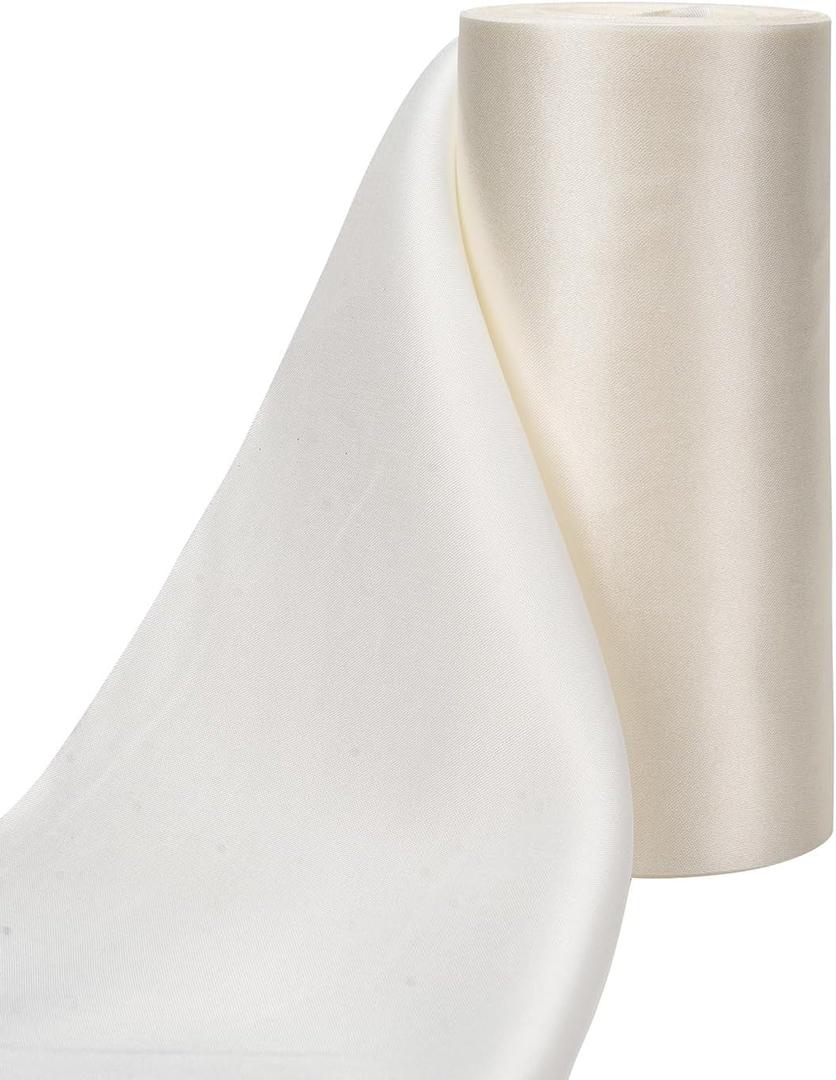 Ivory Satin Ribbon 6 Inch, Continuous 27 Yards/roll Solid Wide Ribbon for Wedding Chair Sashes Mother's Day Decor Cutting Ceremony Grand Opening Bows.