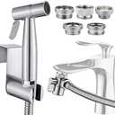 Sink Sprayer Hose Attachment for Faucet, Faucet Head Replacement with 5 Adapters, 59" Hose and Holder - for Feminine Hygiene, Baby Diaper Cleaning & Pet Bathing