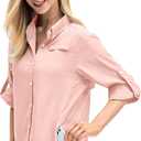 Jessie Kidden Women's Quick Dry Sun UV Protection Convertible Long Sleeve Shirts for Hiking Camping Fishing Sailing (5024 Pink) M