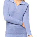Women's Johnny Collar Pullover Sweater Sky Blue, M
