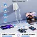 5 in 1 Retractable Wall Charger,65W Retractable Phone Charger Wall Plug with 3 USB Ports, 3.9FT PD USB C Chargers Block Fast Charging for iPhone 17/16/15,MacBook Pro,Galaxy 25 24 23,Pixel