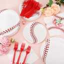 Zhehao 192 Pcs Baseball Paper Plates and Napkins Set Baseball Party Supplies Decorations 7 Inch 9 Inch Disposable Paper Plates Napkins and Forks for Sport Themed Birthday Party Favors Serves 48