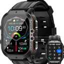 Smart Watches for Men, 1.96" HD AMOLED, Rugged Military (Answer/Calls/Dial) Fitness Tracker, Extra-Long Battery Life, AI Assistant/Sleep Monitor, 100+ Sport Modes, Black & Orange