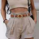 Womens Belt - CR Leather Belt Women Casual for Jeans Pants Dress - Belts with Gold Buckle for Women Fashion (27-28(Fit Pants 2), Tan)