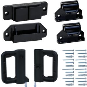 KISKIZ Retractable Baby Gate Replacement Parts Kit - Black Retractable Gates Full Set Wall Mount Accessories with Brackets, Latches, Hooks and Screws