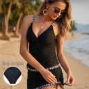 Daci Women Tankini Swimsuits with Skirt - Two Piece Tummy Control Skirted 2PC Bathing Suits Swimwear (Black, M)