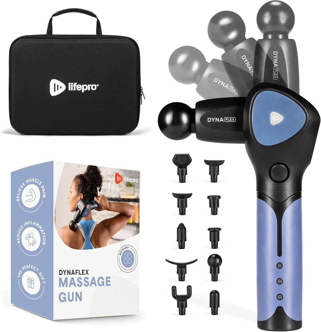 LifePro Percussion Massage Gun FSA HSA Eligible Deep Tissue Handheld Massager for Athletes  Muscle Recovery Tool for Men & Women  Quiet, Portable with Attachment Heads & Travel Case