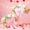 Ctosree 12 Set Heart Shaped Flower Boxes with Ribbon Bow DIY Valentine Day Flower Gift Bags Personalized Floral Packaging Bags for Bridal Shower Anniversary Valentine Day Party Supplies (White)
