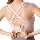 2 x Sports Bras for Women, Criss-Cross Back, Adjustable Wire-Free Medium Support Workout Bra with Removable Cups (White)