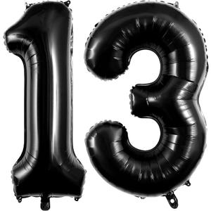 13 Balloon Numbers, Large 13 or 31 Foil Balloons, Big Number Balloon 40 Inch for 13th Birthday Anniversary Event Celebration Party Decorations Black