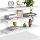 YUFLINX 23’’White Floating Shelves for Wall,Rustic Wood Shelf for Room Decor/Storage/Display,Small Bookshelf,Wall Mounted Hanging Shelves for Bedroom, Bathroom, Living Room, Kitchen,Set of 4, 23in