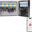 WeHere 16 Key Lock Box Wall Mount, APP Bluetooth/OTP/Wi-Fi/Fixed Code/Key Unlock, Smart Key Cabinet with Key Tag, Key Organizer Holder Box, Key Management Directory for Office, Valet, Realtor, Hotel